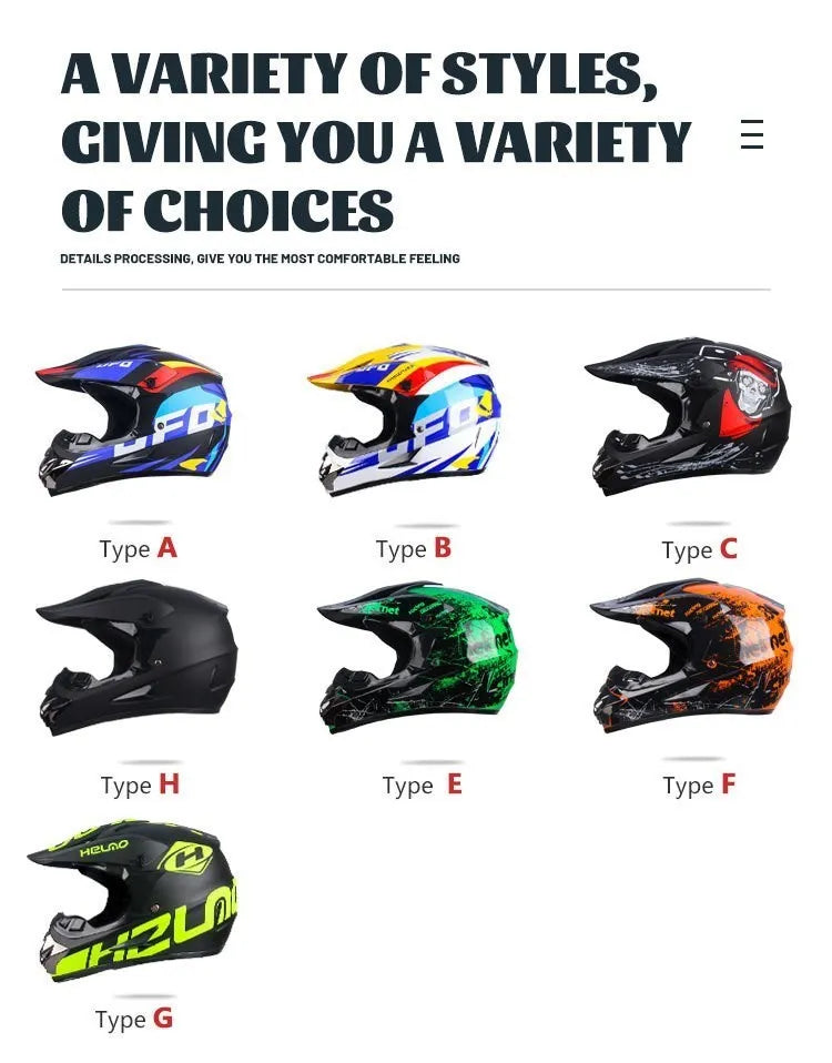 DOT Certified Professional Off-Road Motorcycle Helmet - Adults & Children - Downhill Racing Motor Helmet with Free Gift