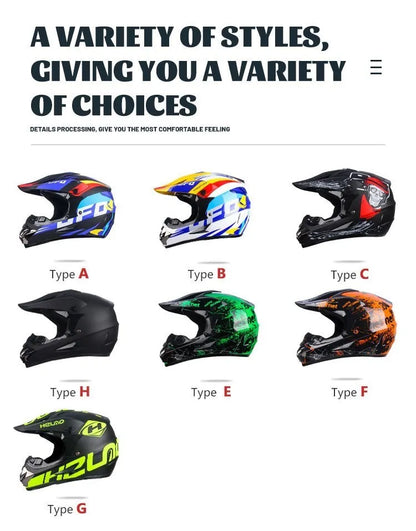 DOT Certified Professional Off-Road Motorcycle Helmet - Adults & Children - Downhill Racing Motor Helmet with Free Gift