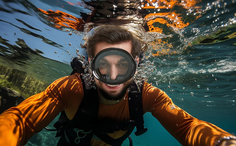 Classic Retro Oval Spearfishing Mask - Panoramic Wide View Scuba Diving Goggles with Tempered Glass Lens for Adults