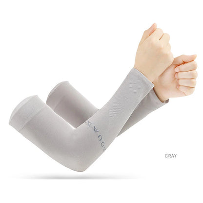 Premium Anti-UV Arm Covers - Unisex Ice Silk Cooling Sleeves with Fingerless Design for Cycling, Driving & Summer Sports