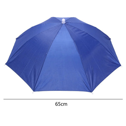 Foldable Umbrella Hat - Waterproof Hands-Free Rain & Sun Protection for Fishing, Camping & Beach (55-95CM Adjustable)