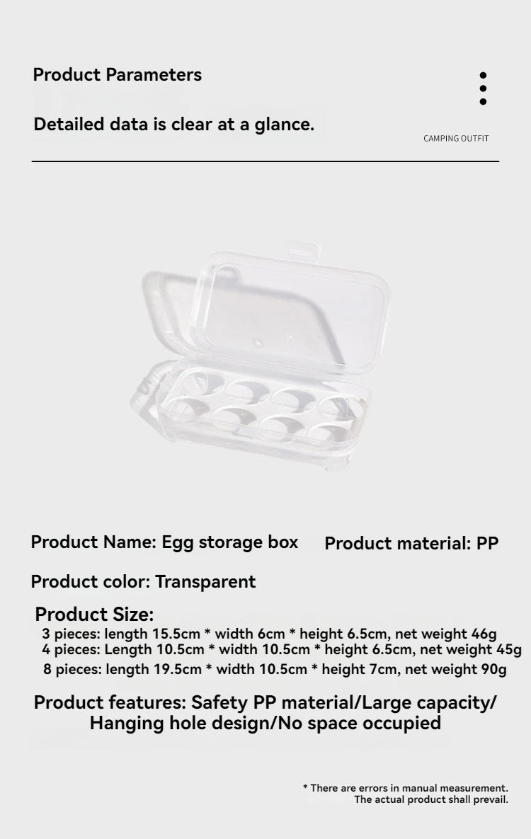 Portable Camping Egg Storage Container - Shockproof Outdoor Egg Carrier Box with Shatterproof Protection for Travel and Home