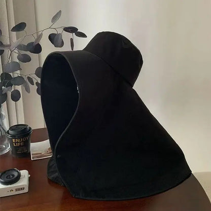 Women's Wide Brim Sun Visor Hat - UV Protection Ponytail Cap with Neck Shawl for Outdoor Fishing & Hiking