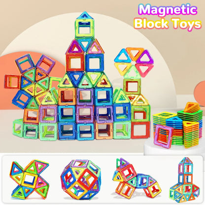 Magnetic Building Blocks Set - Medium Size 60-Piece STEM Construction Toy, Educational DIY Magnet Tiles for Learning & Creative Play