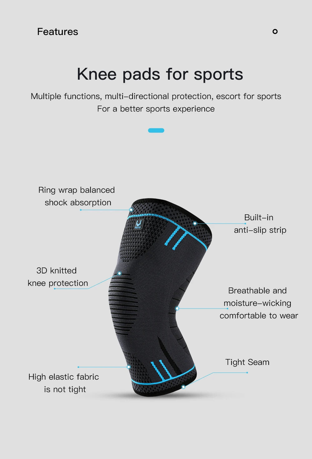 Compression Knee Support Sleeve - Elastic Breathable Knee Brace with Cushioning for Basketball, Volleyball, Running & Gym