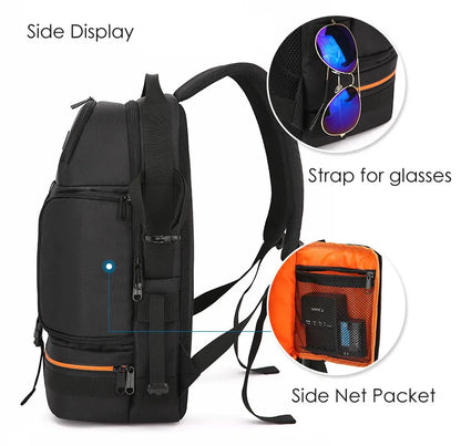 Large Capacity Camera Backpack - Waterproof Oxford DSLR Bag with 15.6" Laptop Compartment