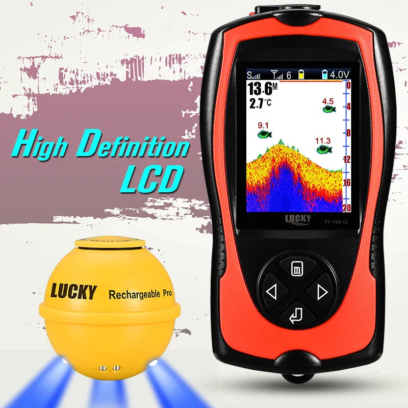 Wireless Fish Finder - Rechargeable Sonar Sensor 45M Depth for Portable Fishing