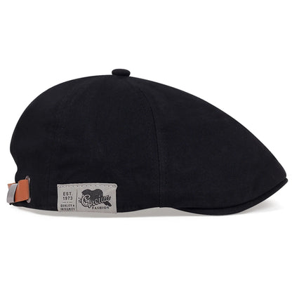 Adjustable Newsboy Cap with Side Letter Detail - Unisex Flat Cap for Casual & Athletic Wear