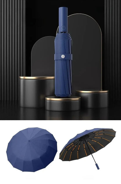 Stormproof Automatic Folding Umbrella - 288-Rib Reinforced Windproof Rain & Sun Umbrella with UPF50+ UV Protection (Men's Large)