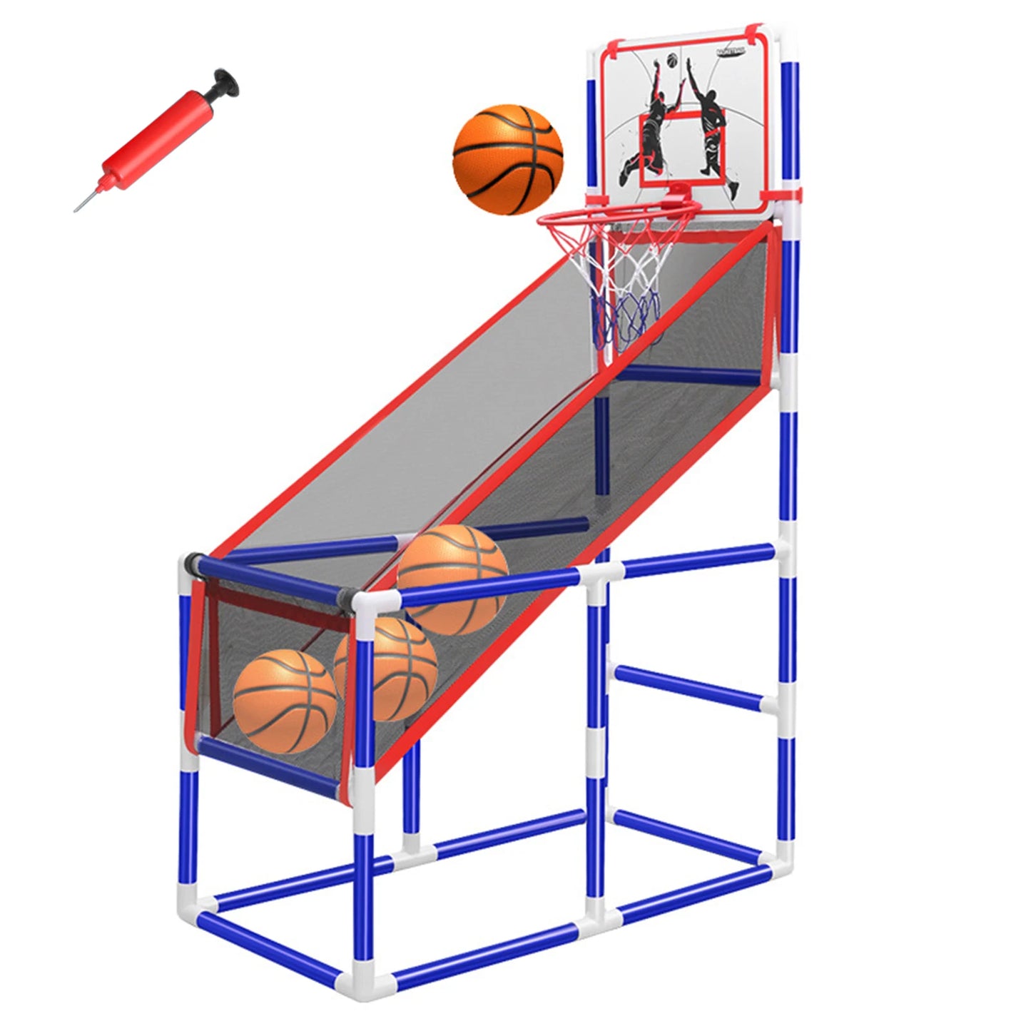 Adjustable Kids Basketball Hoop Set - Indoor/Outdoor Training System with 4 Balls (88cm-140cm Height Range)