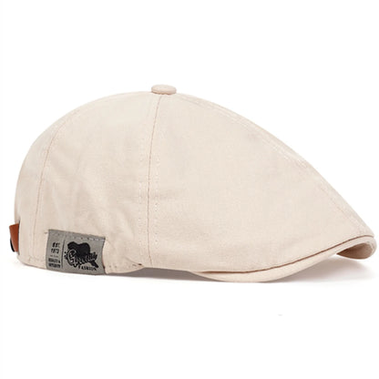 Adjustable Newsboy Cap with Side Letter Detail - Unisex Flat Cap for Casual & Athletic Wear