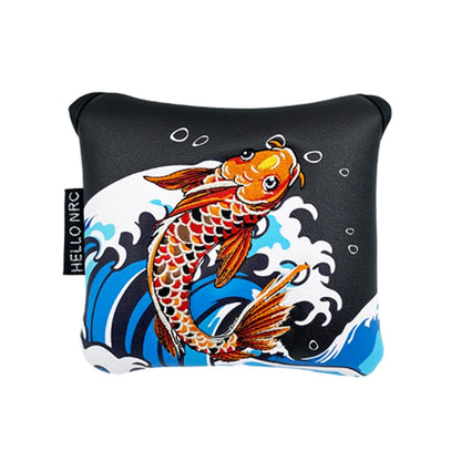 Koi Pattern Golf Club Head Covers – PU Leather, Waterproof, Driver / Fairway / Hybrid / Putter