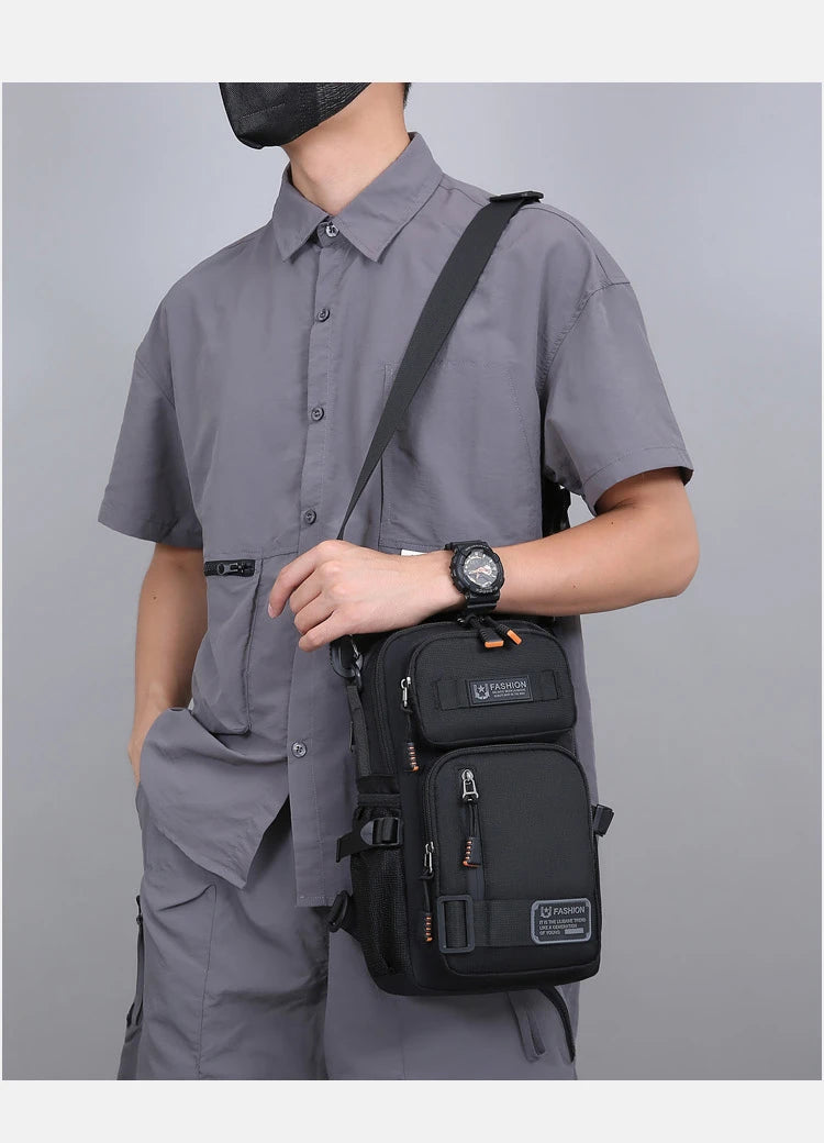 Men's Oxford Chest Pack - Unisex Crossbody Waist Bag with Zipper Pockets