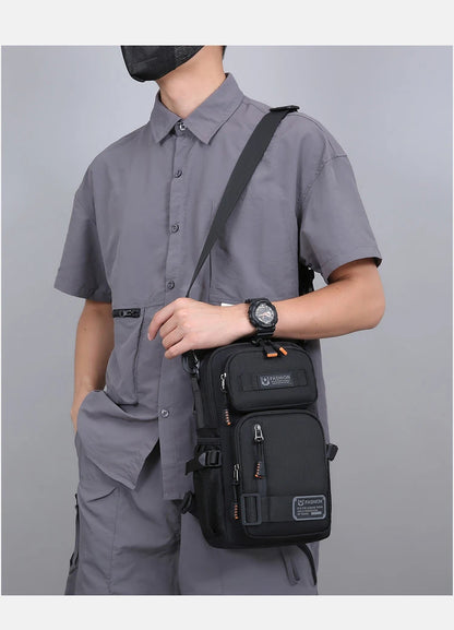 Men's Oxford Chest Pack - Unisex Crossbody Waist Bag with Zipper Pockets