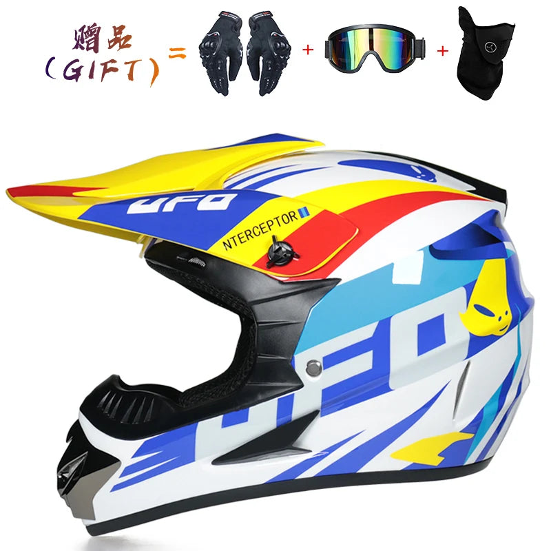 Kids Flip-Up Motorcycle Helmet - Off-Road Motocross ATV Dirt Bike Downhill MTB DH Racing + 3 Free Gifts