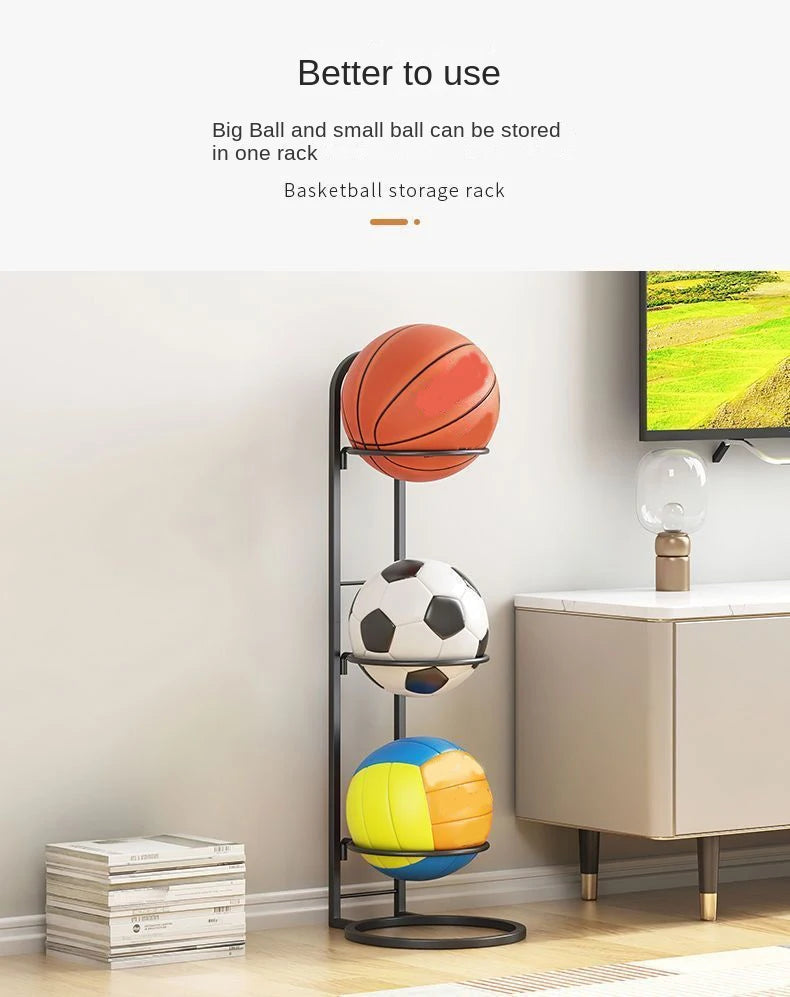 Carbon Steel Basketball Storage Rack - Multi-Layer Ball Organizer Stand for Basketball, Football, Volleyball (Home & School)