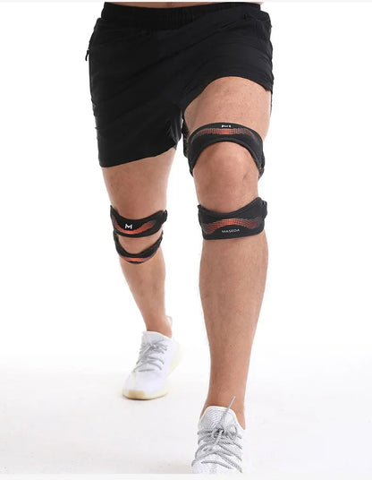 Upgraded Sports Knee Pads - Double Patella Straps, Anti-Slip Silicone, Adjustable & Shock-Absorbing