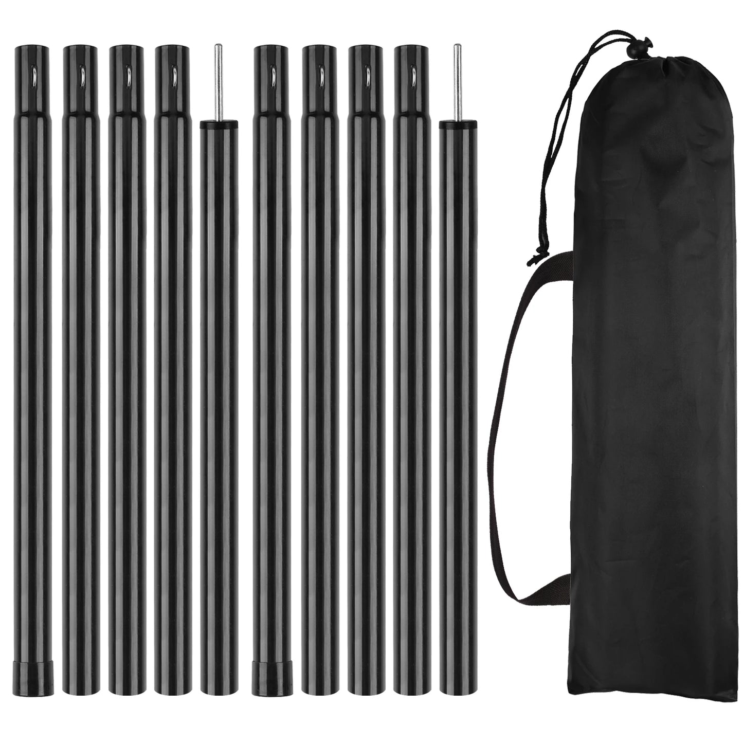 Adjustable Telescopic Tent Poles - Set of 2 Universal Aluminum Camping Awning Poles for Tarp, Sun Sail & Shelter Accessories