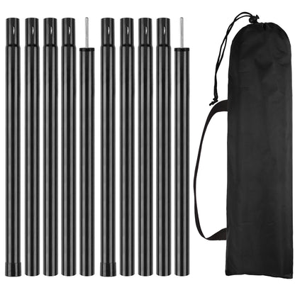 Adjustable Telescopic Tent Poles - Set of 2 Universal Aluminum Camping Awning Poles for Tarp, Sun Sail & Shelter Accessories