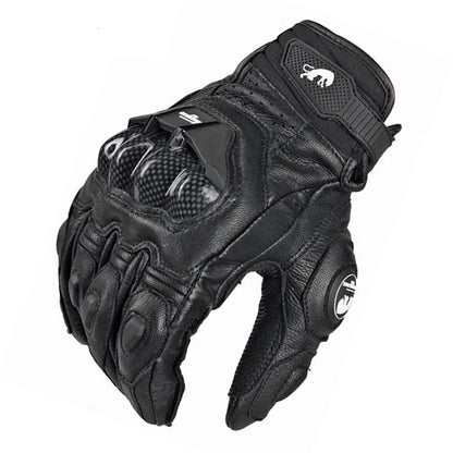 Men's Leather Motorcycle Gloves - Windproof Motocross Riding Gloves with Protective Equipment