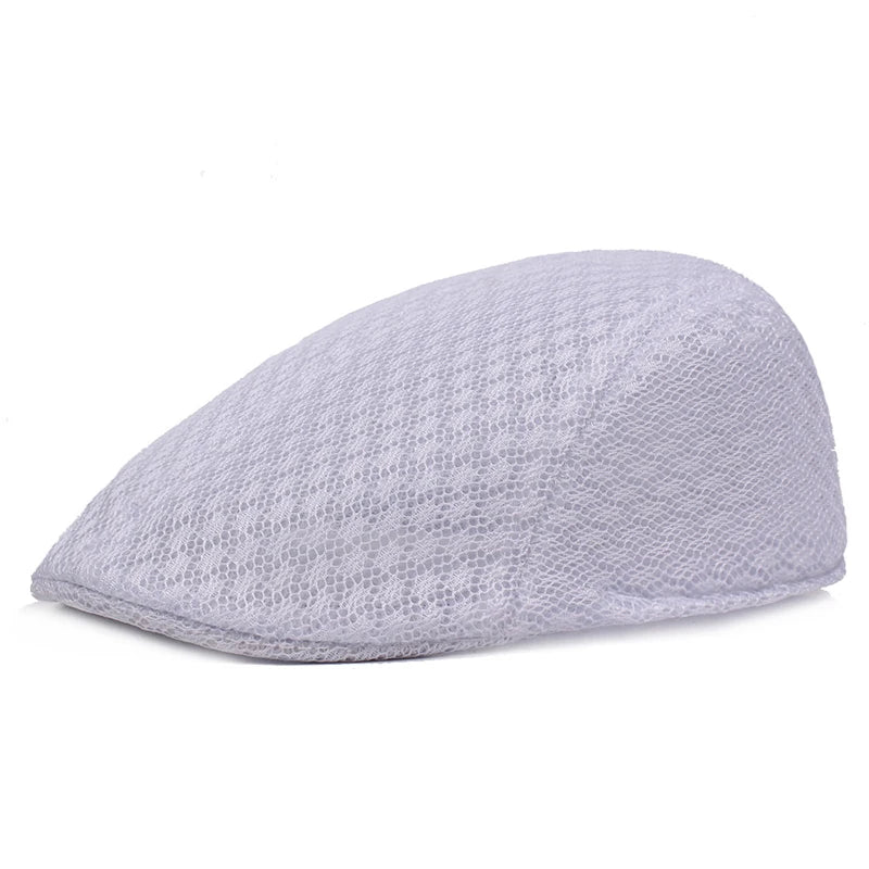Breathable Mesh Beret Cap - Adjustable Newsboy Style Flat Hat for Men & Women - Summer Casual
