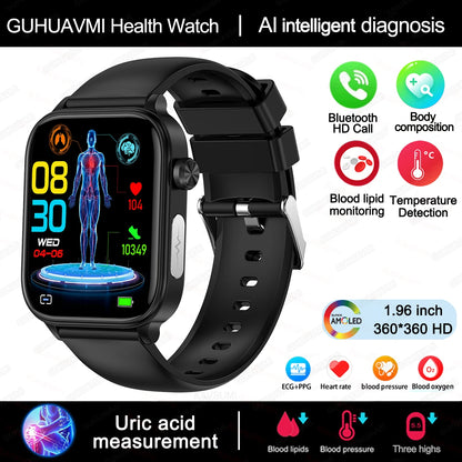 Advanced Health Monitoring Smart Watch - ECG+PPG, Blood Pressure, Heart Rate, 1.96" AMOLED Display, 100+ Sports Modes (Men & Women)