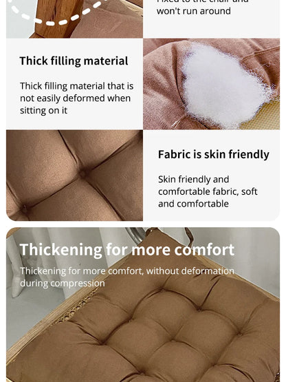 Square Seat Cushion - Linen & Pearl Cotton Blend with Removable Washable Cover - Protective Mat for Home, Office & Computer Chair