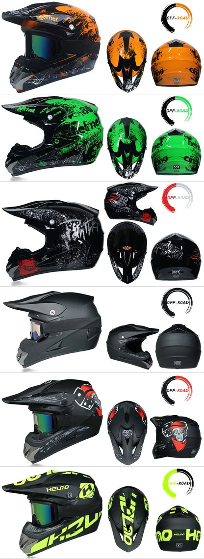 Kids Flip-Up Motorcycle Helmet - Off-Road Motocross ATV Dirt Bike Downhill MTB DH Racing + 3 Free Gifts