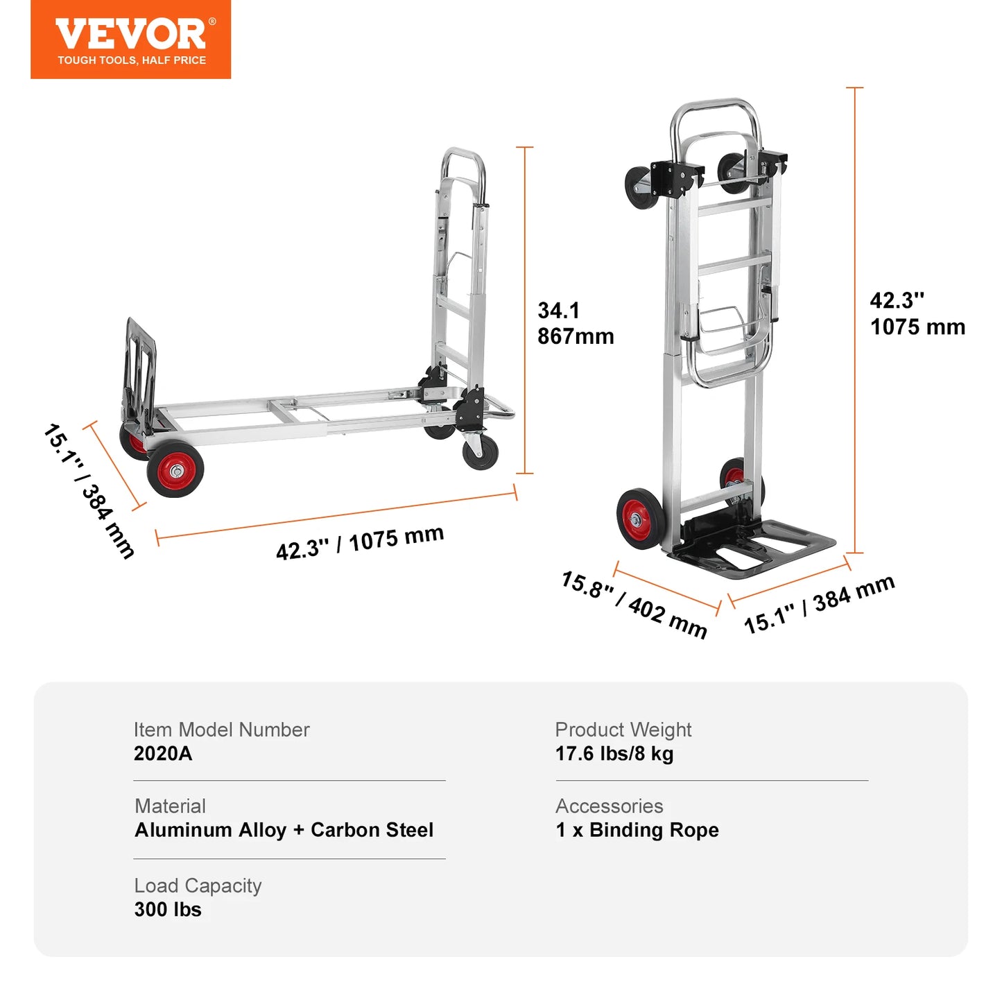 SucceBuy 400 lbs Folding Hand Truck - Lightweight Utility Cart with Wheels for Warehouse, Moving & Luggage Transport