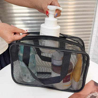 Large Capacity Mesh Toiletry Organizer - Travel Bathroom Storage Bag