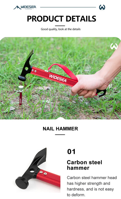 Stainless Steel Camping Hammer with Copper Accents - Tent Stake Mallet & Puller for Mountaineering Hiking Outdoor Adventures