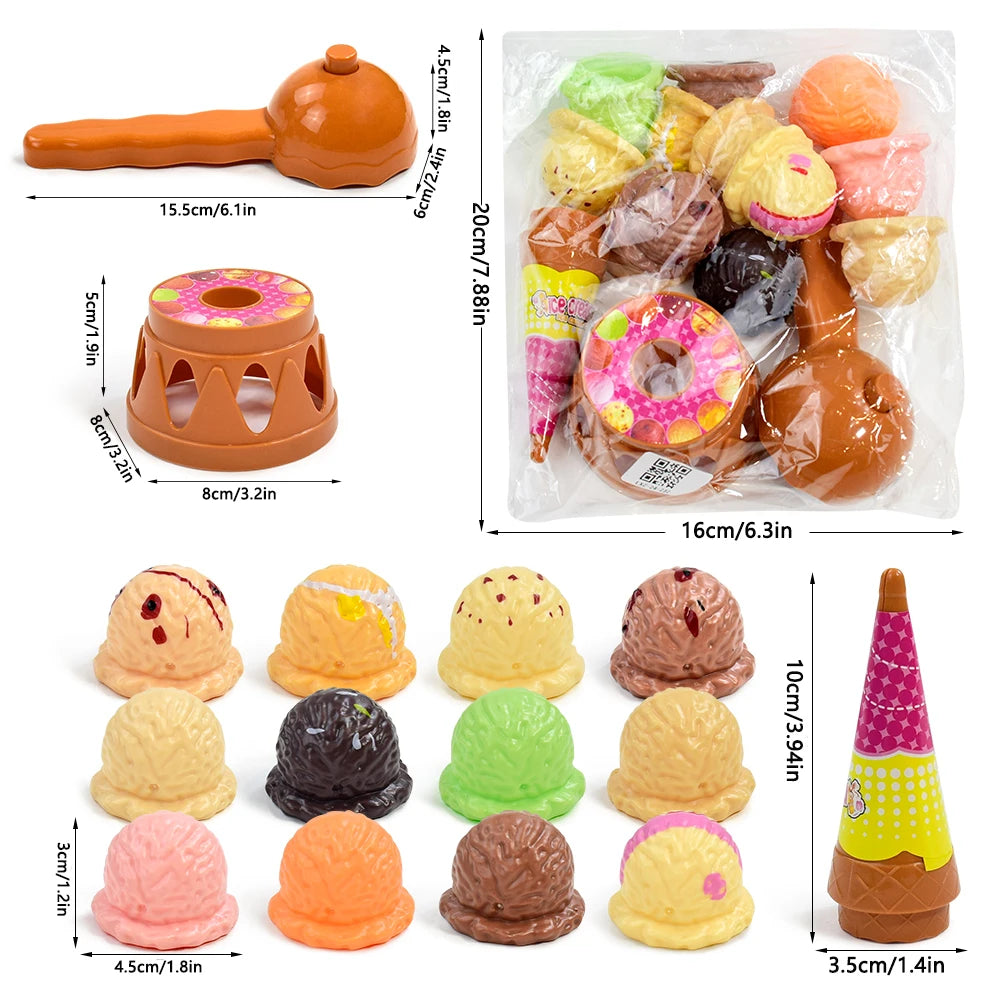 Pretend Play Ice Cream Stacking Set - Educational Kitchen Toy for Kids