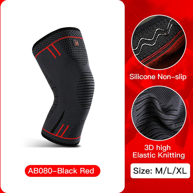 Compression Knee Support Sleeve - Elastic Breathable Knee Brace with Cushioning for Basketball, Volleyball, Running & Gym