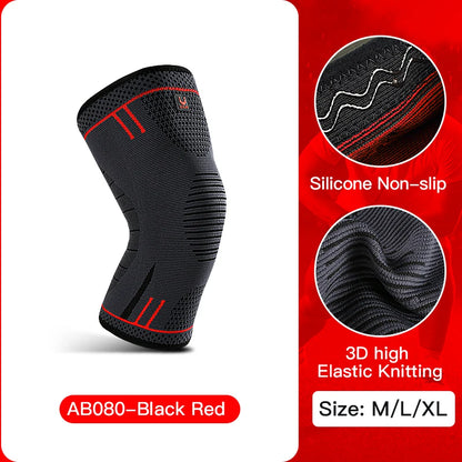 Compression Knee Support Sleeve - Elastic Breathable Knee Brace with Cushioning for Basketball, Volleyball, Running & Gym