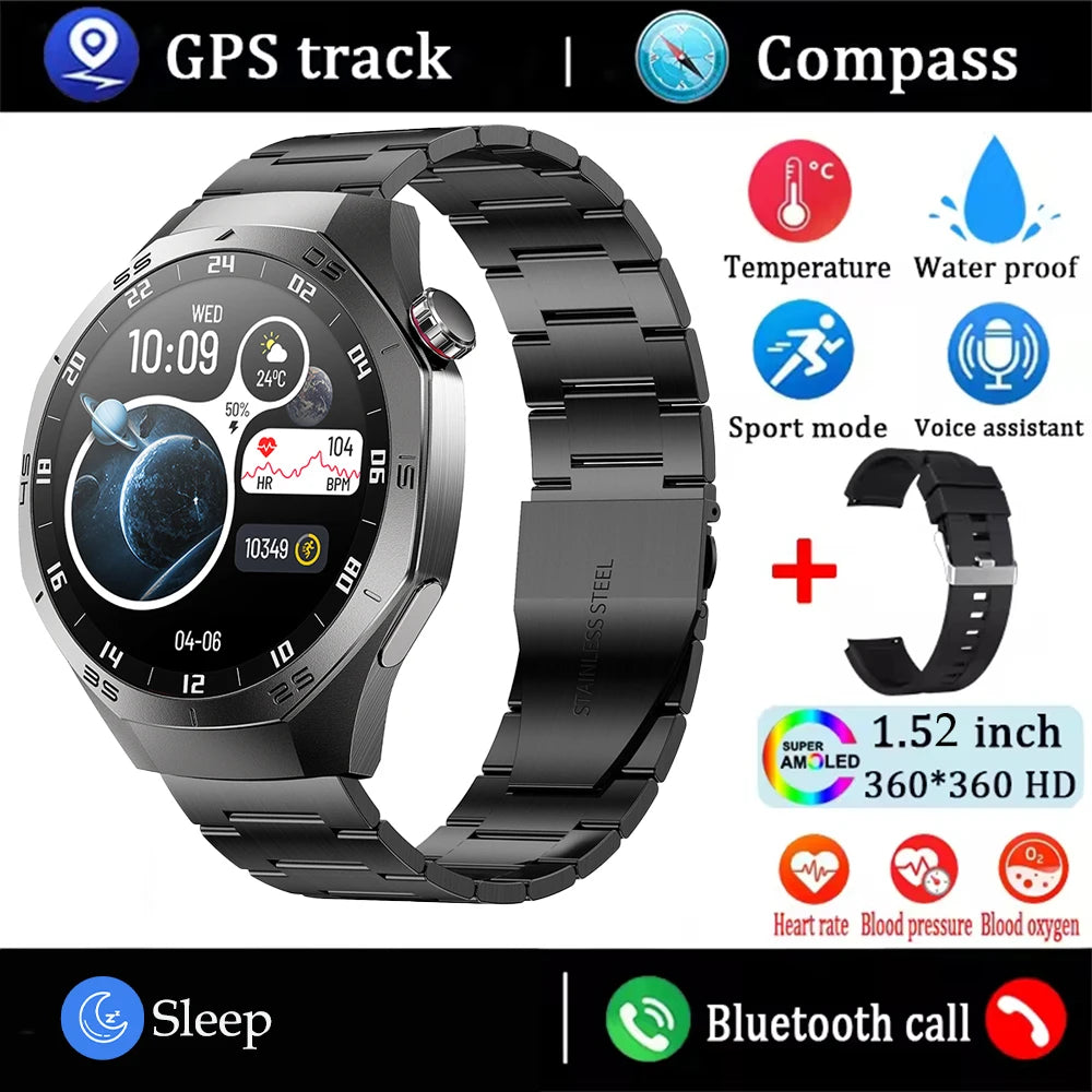 2025 Smart Watch - AMOLED Screen with GPS, Heart Rate, Bluetooth Calls & Waterproof for Android & iOS