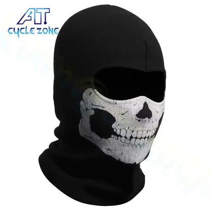 Full Face Balaclava with Skull Print - Windproof Mask for Cycling, Skiing & Motorcycle Riding
