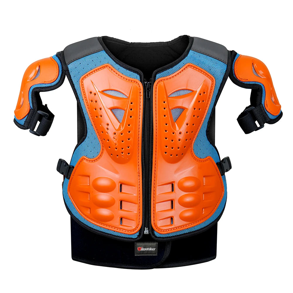 Kids Full Body Motorcycle Armor Set - Protective Vest Jacket with Kneepads for Motocross Riding