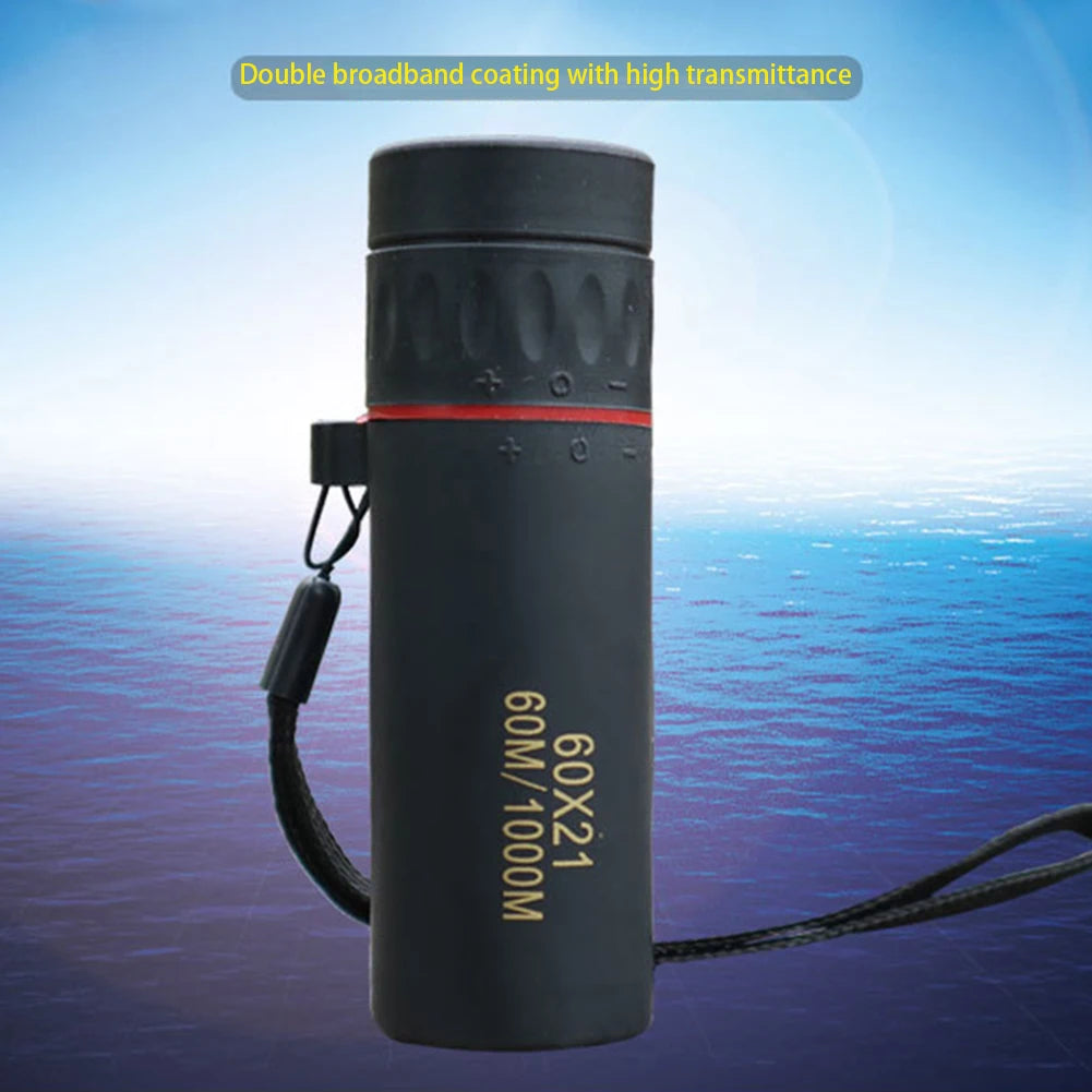 60x21 BAK4 Zoom Monocular Binoculars with Wrist Strap - Mini Portable Telescope for Outdoor Camping & Hunting