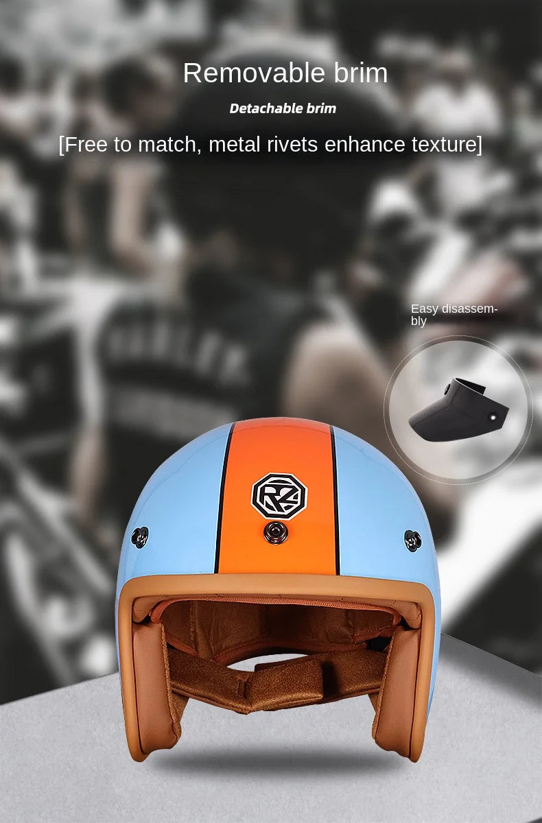 Retro 3/4 Open-Face Motorcycle Helmet - Semi-Open Cross-Country Winter Riding Helmet