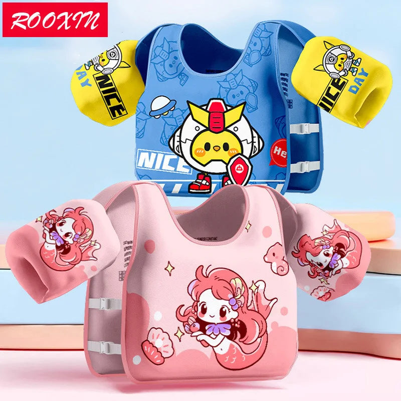 Kids Swimming Safety Vest - Inflatable Pool Float Ring with Arm Support for Children Water Play Equipment