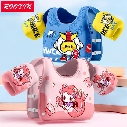 Kids Swimming Safety Vest - Inflatable Pool Float Ring with Arm Support for Children Water Play Equipment