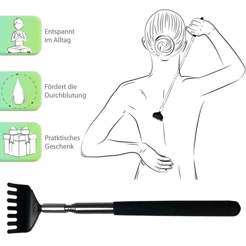 Telescopic Stainless Steel Back Scratcher with Carrying Bag