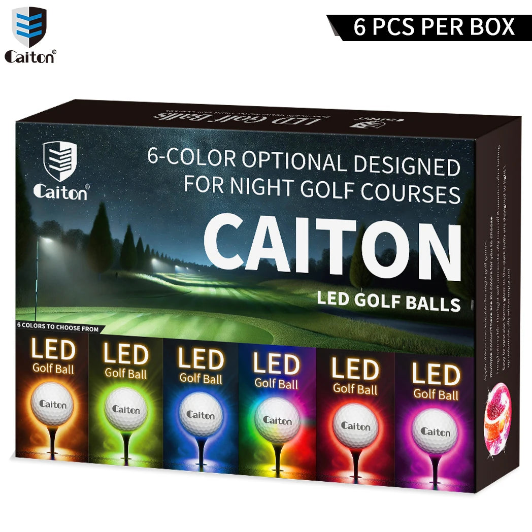 Night Glow Golf Balls - 6 Pack Impact-Activated High-Visibility Balls for Nighttime Play