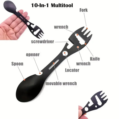 Multi-Tool Camping Utensil Set - Lightweight Fork, Spoon & Bottle Opener for Outdoor Survival