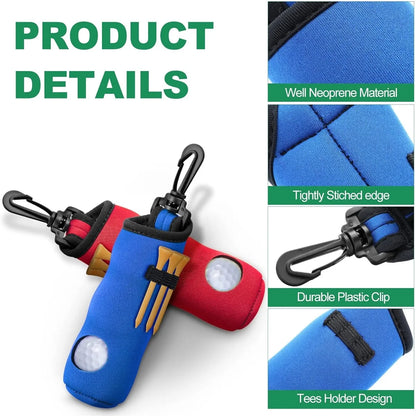 Golf Ball Holder Keychain with Belt Clip - Portable Tee Pouch Carry Bag for Golfers