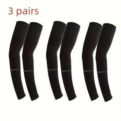 UV Protection Ice Silk Arm Sleeves - Men's Cooling Sports Arm Covers for Cycling, Running & Outdoor Fitness