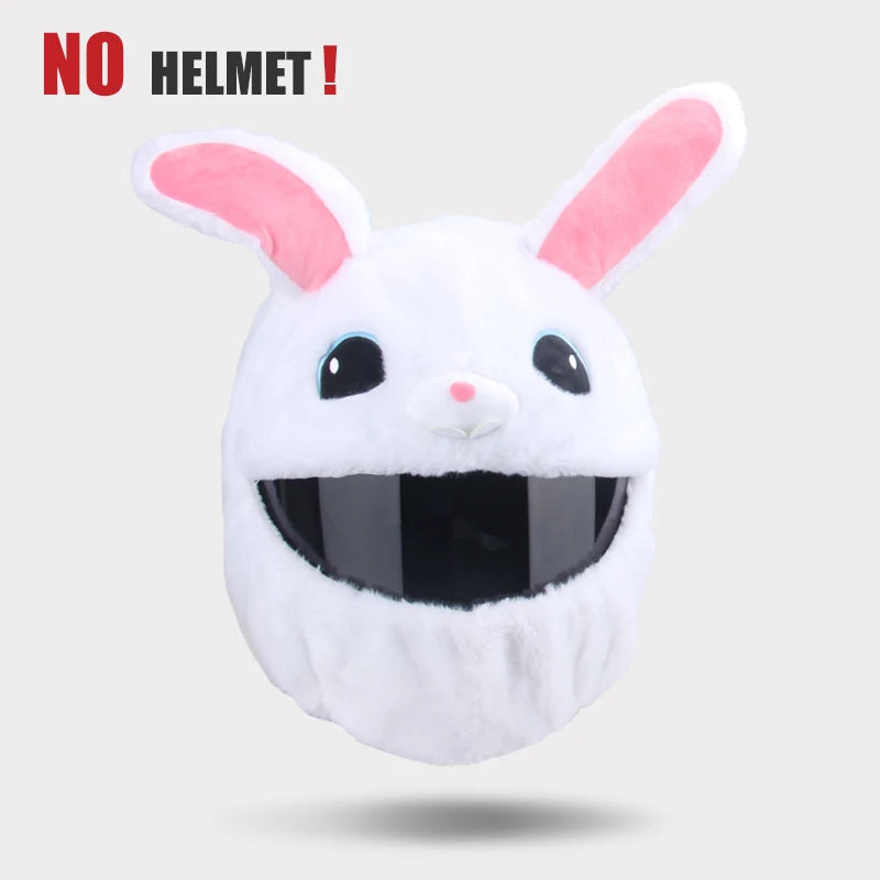 Cartoon Fluffy Plush Helmet Cover - Full-Face Motorcycle Protective Case