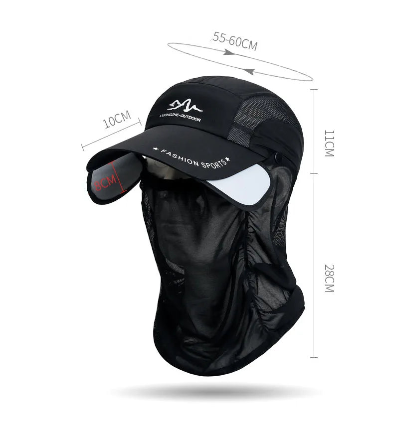 360° Portable Fishing Sun Hat - Detachable Adjustable Outdoor Sun Protection for Cycling & Hiking