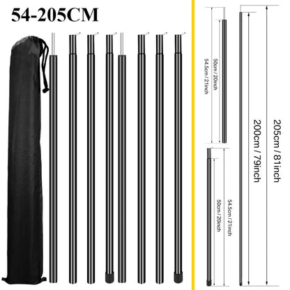 Adjustable Telescopic Tent Poles - Set of 2 Universal Aluminum Camping Awning Poles for Tarp, Sun Sail & Shelter Accessories