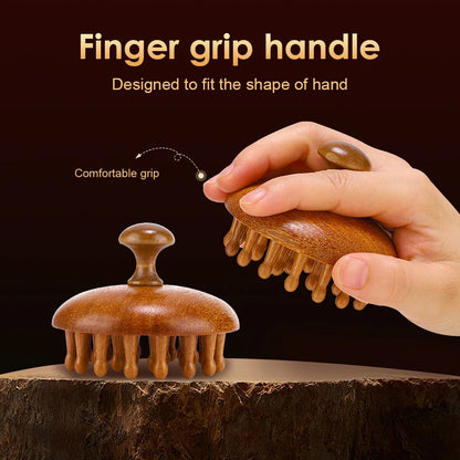 Natural Sandalwood Massage Comb - 28-Tooth Multi-Functional Scalp & Body Massager for Recovery & Relaxation